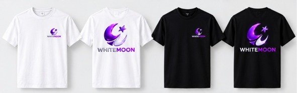 Camiseta WhiteMoon en blanco y en negro, vista de frente y de espalda